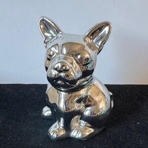 Silver Ceramic French Bulldog Figurine